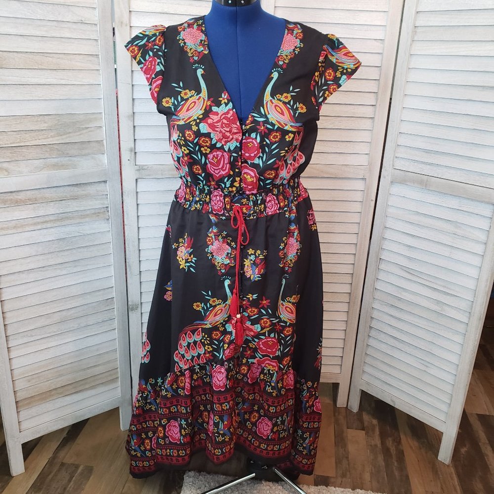 MCCKLE Peacock Dress L